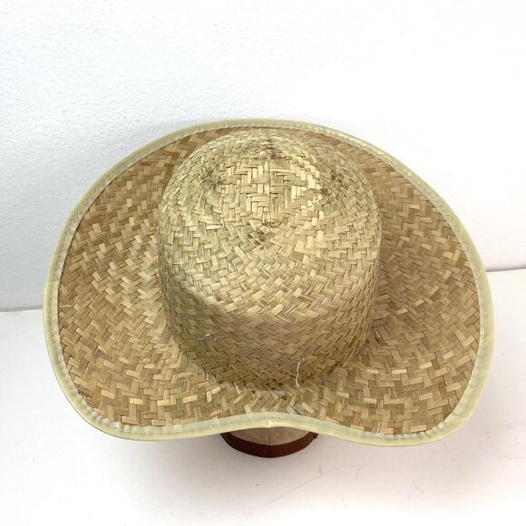 Wide Brim Straw Narrow Back Sun Hat Woman Summer Beach Boho Peasant Resort - Picture 9 of 10